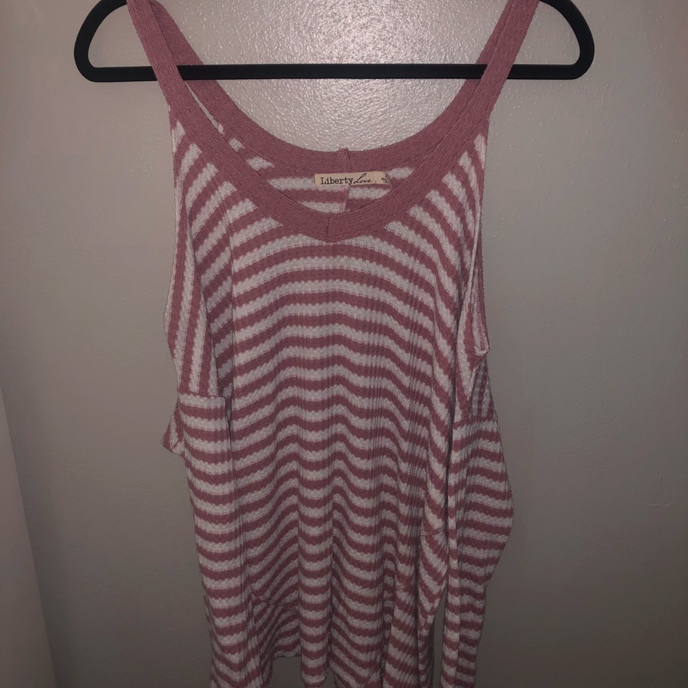 Long Sleeve off the shoulder Striped Top